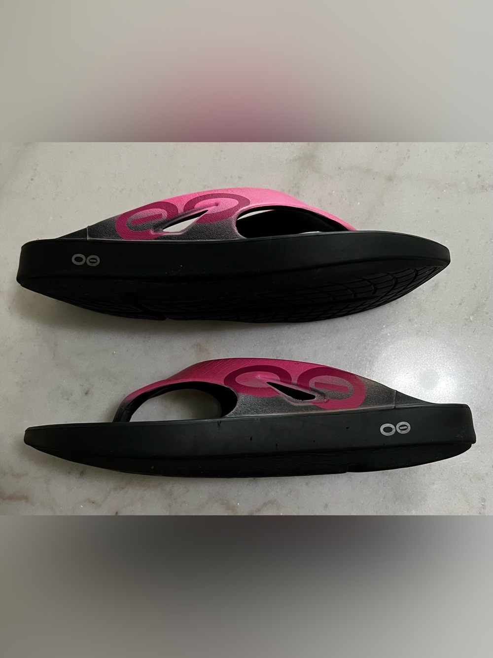 Oofos OOriginal Sport Recovery Thong Sandals Black And Pink M 8 W 10